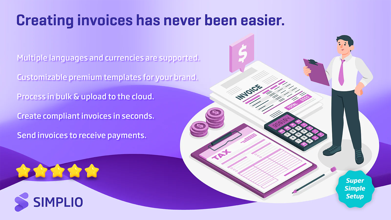 Creating invoices with Simple Invoice is super easy.